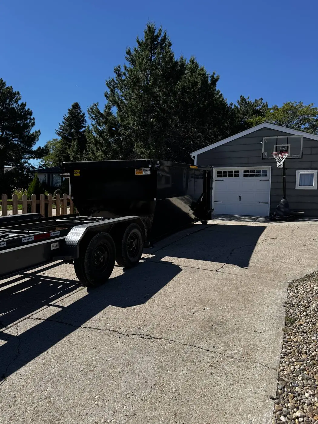 Roll-off dumpster at a residential renovation project